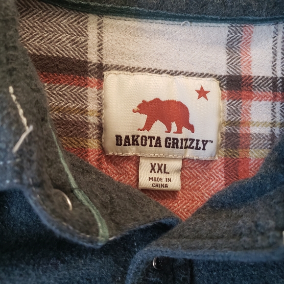 Men's XXL Dakota Grizzly 100% Cotton Flannel Deep Sage Green Button-Up Shirt - Picture 3 of 12